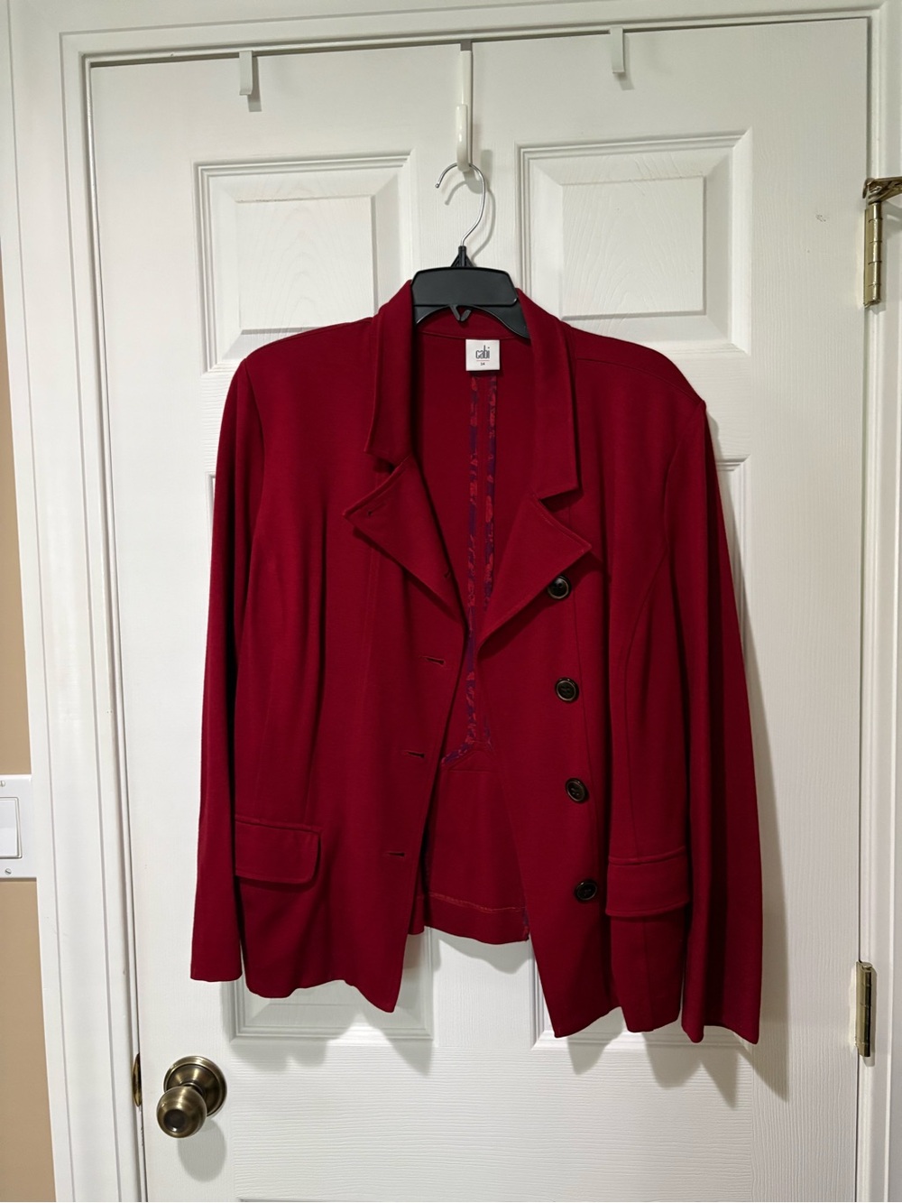CAbi Deep Red Double-Breasted Blazer